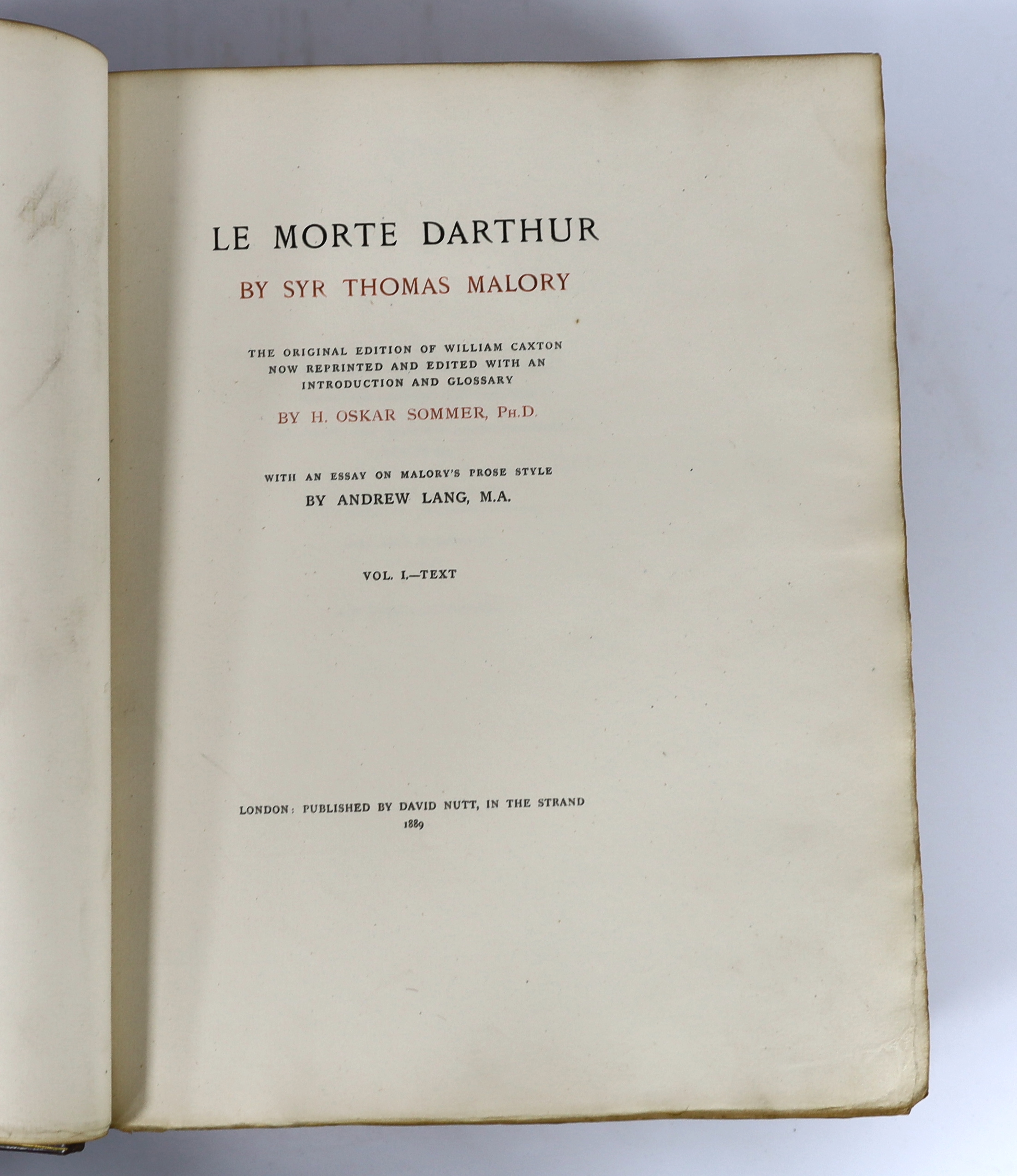 Malory, Sir Thomas - Le Morte Darthur. By Syr Thomas Malory. The original edition of William Caxton now reprinted and edited by H. Oskar Sommer....3 vols. Limited Edition (of 100 copies for sale, numbered and signed by t